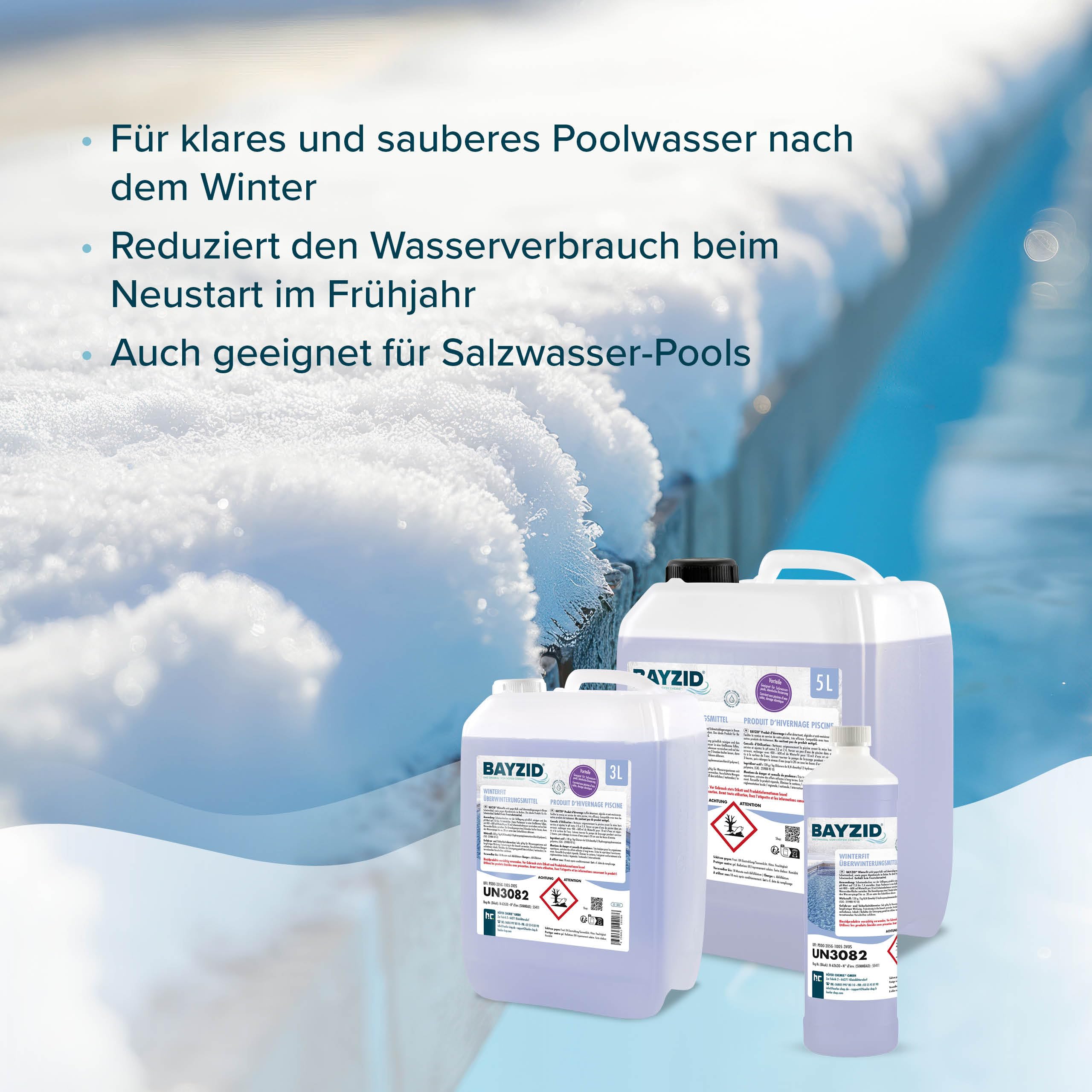 Höfer Chemie 4 x 5 L Pool Wintermittel - BAYZID Winterfit Überwinterungskonzentrat für Schwimmbad und Pool