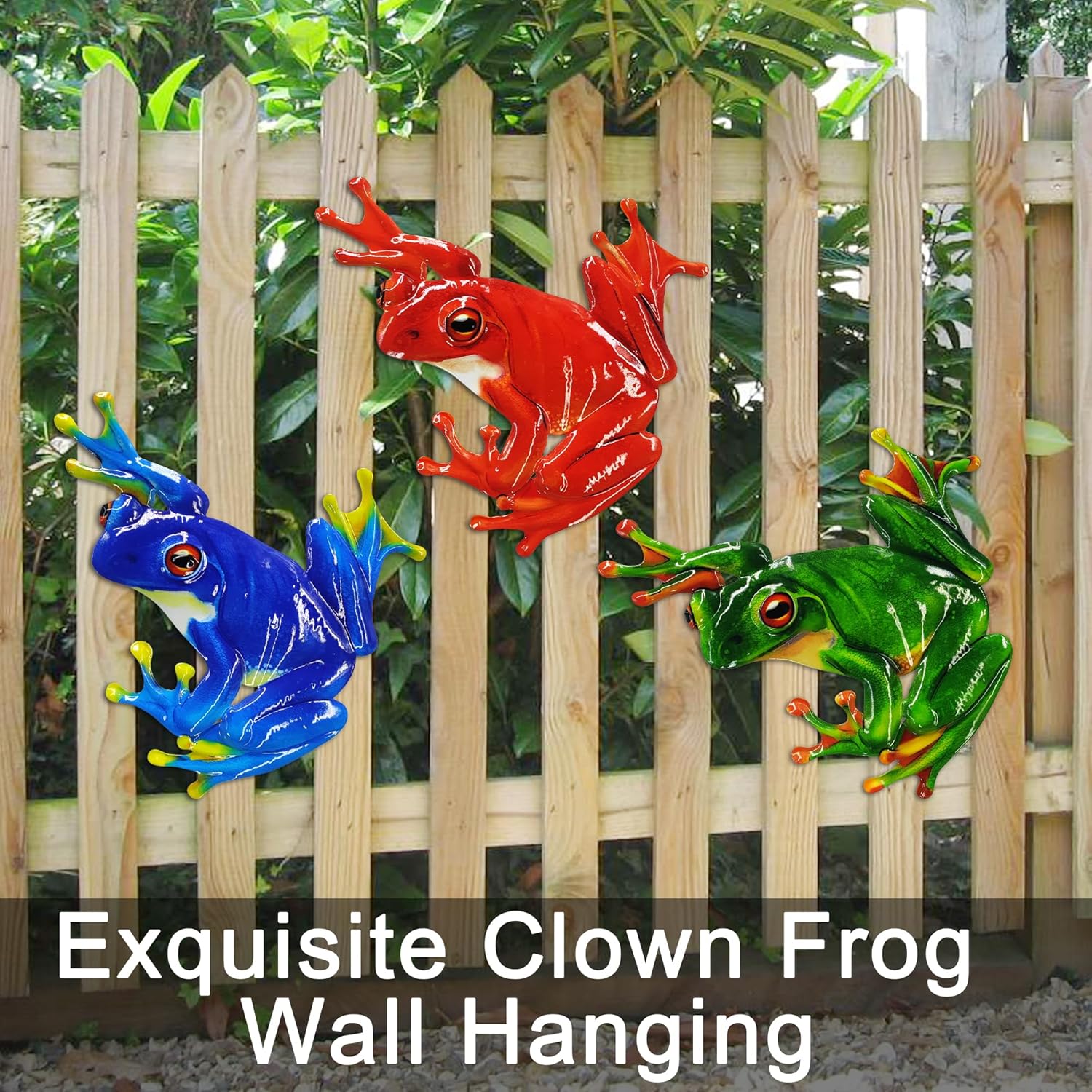John's Studio Metal Frog Wall Decor Outdoor Garden Hanging Art Sculptures Home Theme Decorations for Kitchen Bathroom and Pool - 3 PCS
