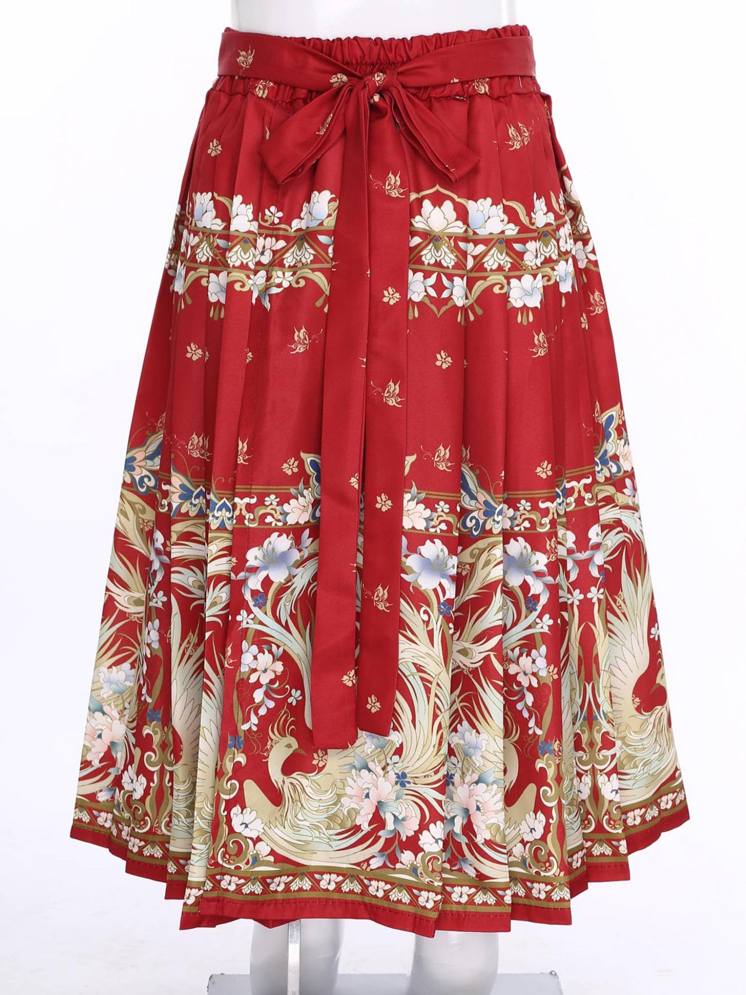 Runhomal Maxi Gonna a Pieghe per Bambina Costume Hanfu Cavallo Viso Gonna Cinese Tradizionale Danza