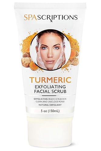Exfoliante facial exfoliante de cúrcuma exfoliante natural para limpiar la piel, lavado facial - 5 onzas de limpieza profunda y rejuvenecimiento