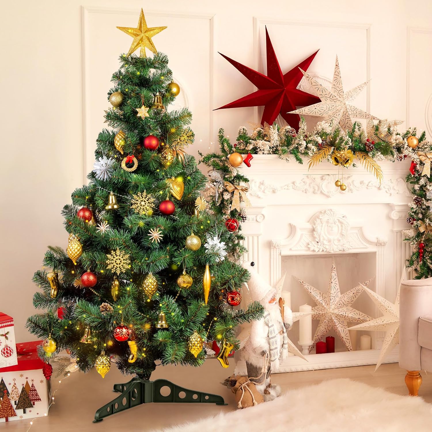 Plastic Xmas Tree Holder: Holiday Fake Tree Stand Holder Replacement for Indoor and Outdoor Winter Decor Heavy Duty Support Bracket