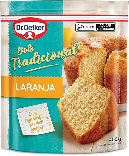 Dr. Oetker Bolo Tradicional Sabor Laranja, Fácil Preparo, Mistura Pronta para Massa, Sobremesa Fofinha e Saborosa, 400g