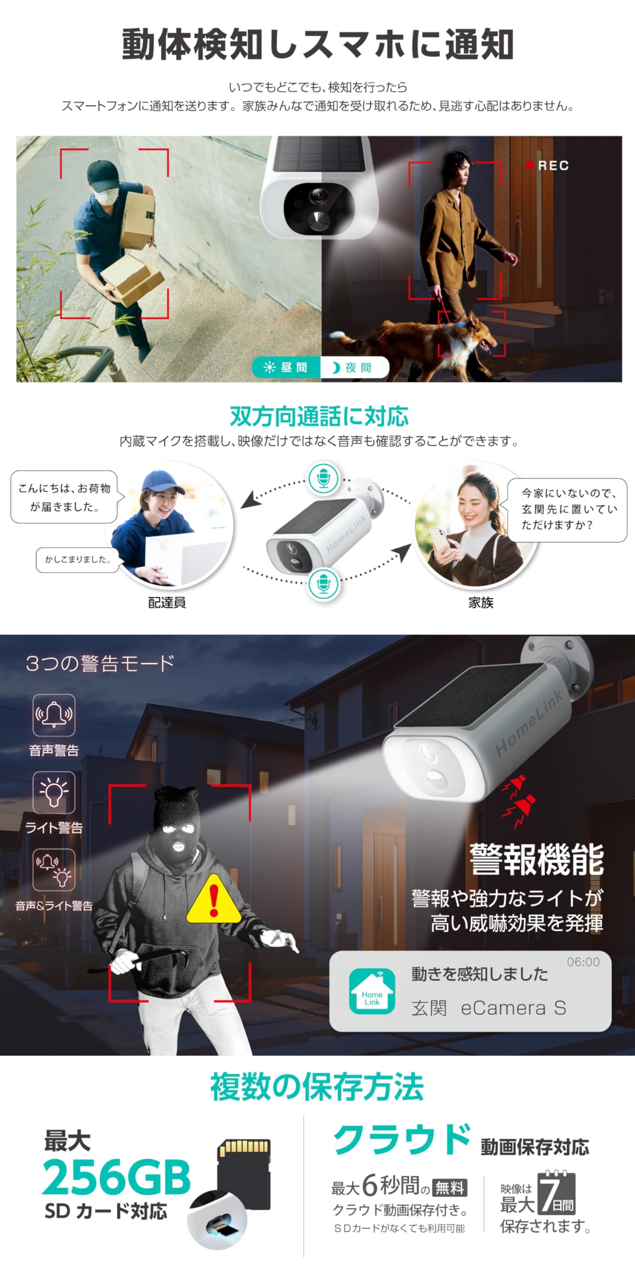 Amazon.co.jp: LinkJapan eCamera S Security Camera, Outdoor, Solar