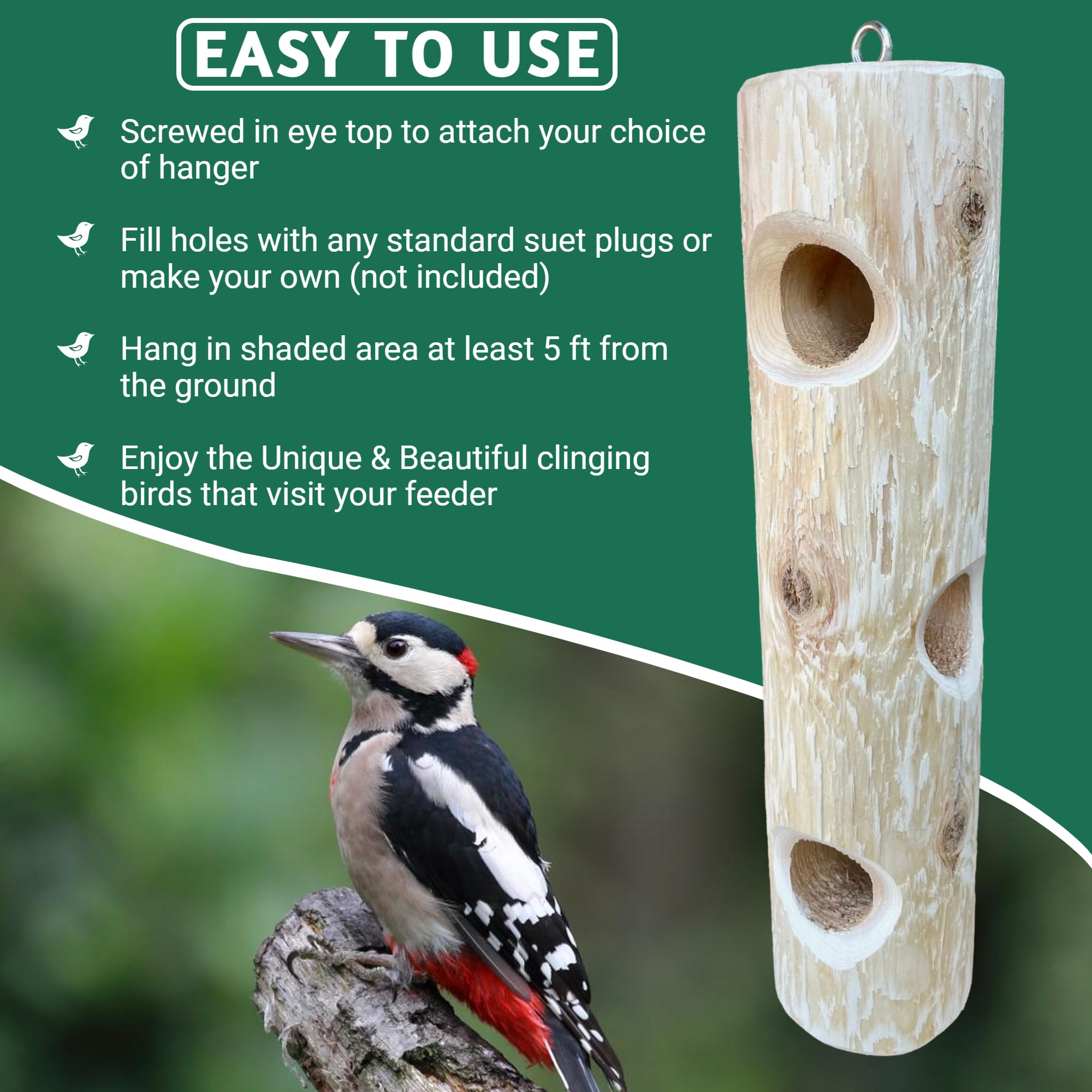 Amazon.co.jp: ONWRD 天然木スエット鳥餌器 キツツキ用 - 野鳥