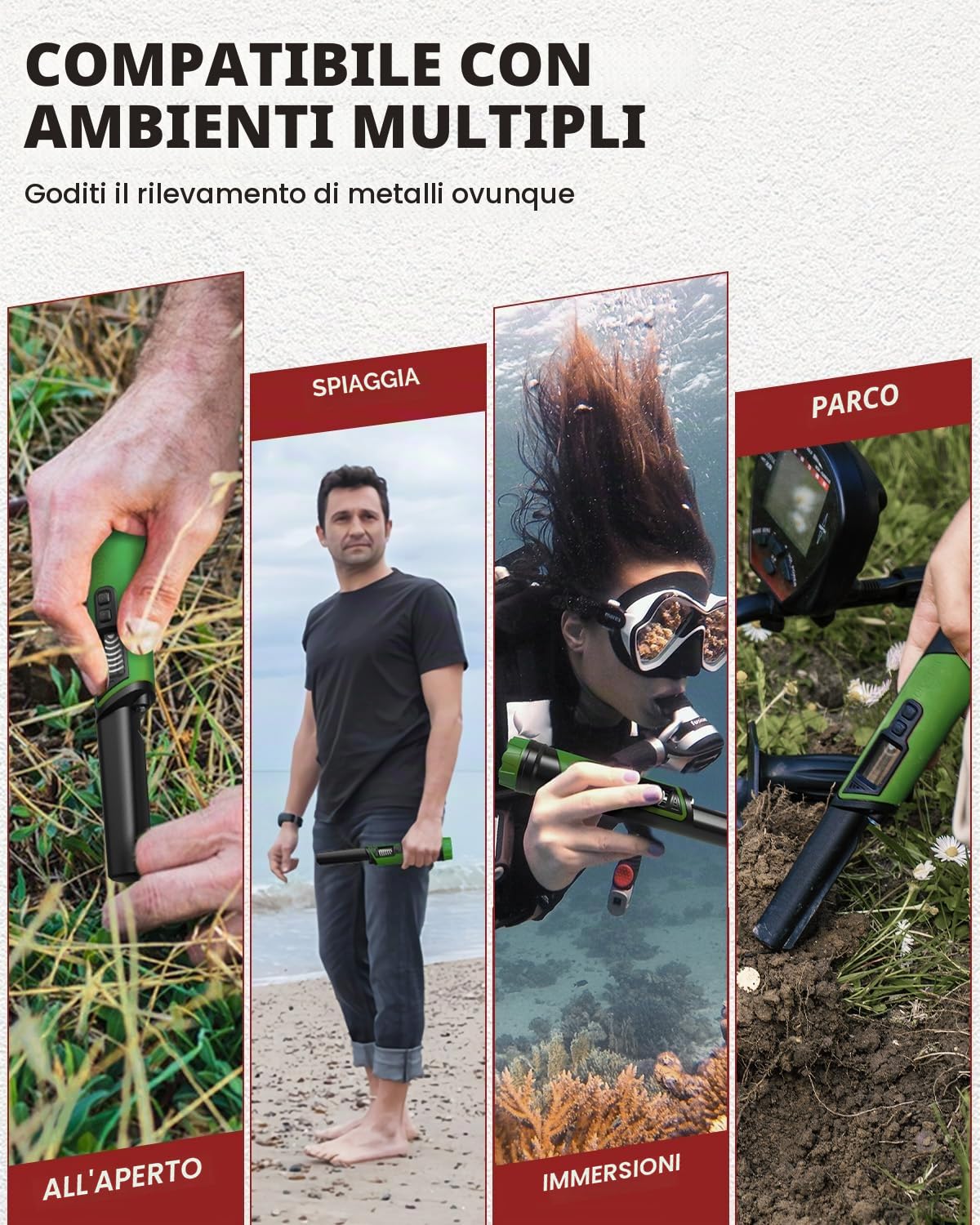 DR.ÖTEK Metal Detector Pinpointer per adulti e bambini, bacchetta puntatore portatile con schermo LCD, completamente impermeabile, rilevamento a 360°, 3 modalità, esclusiva cancellazione delle