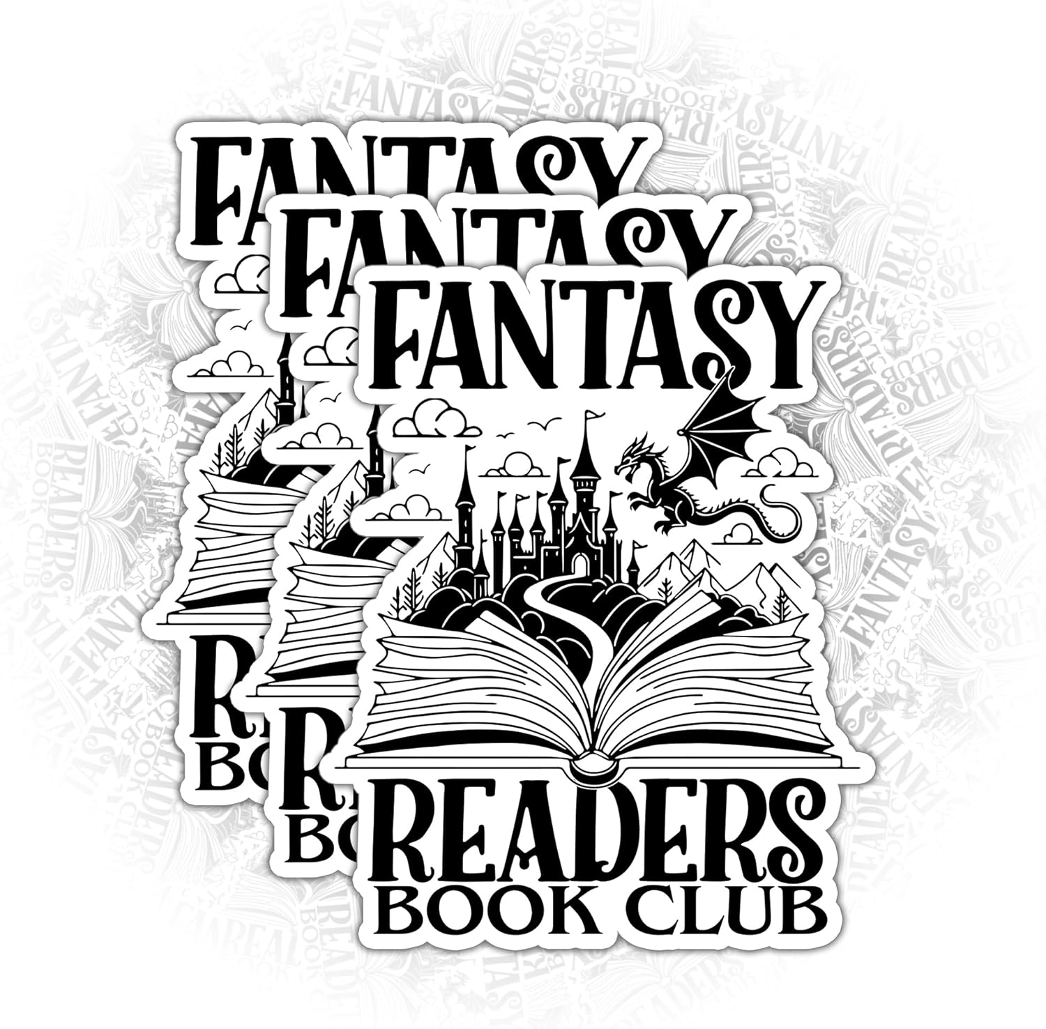 (3Pcs) Fantasy Readers Book Club Sticker Book Lovers 3" in