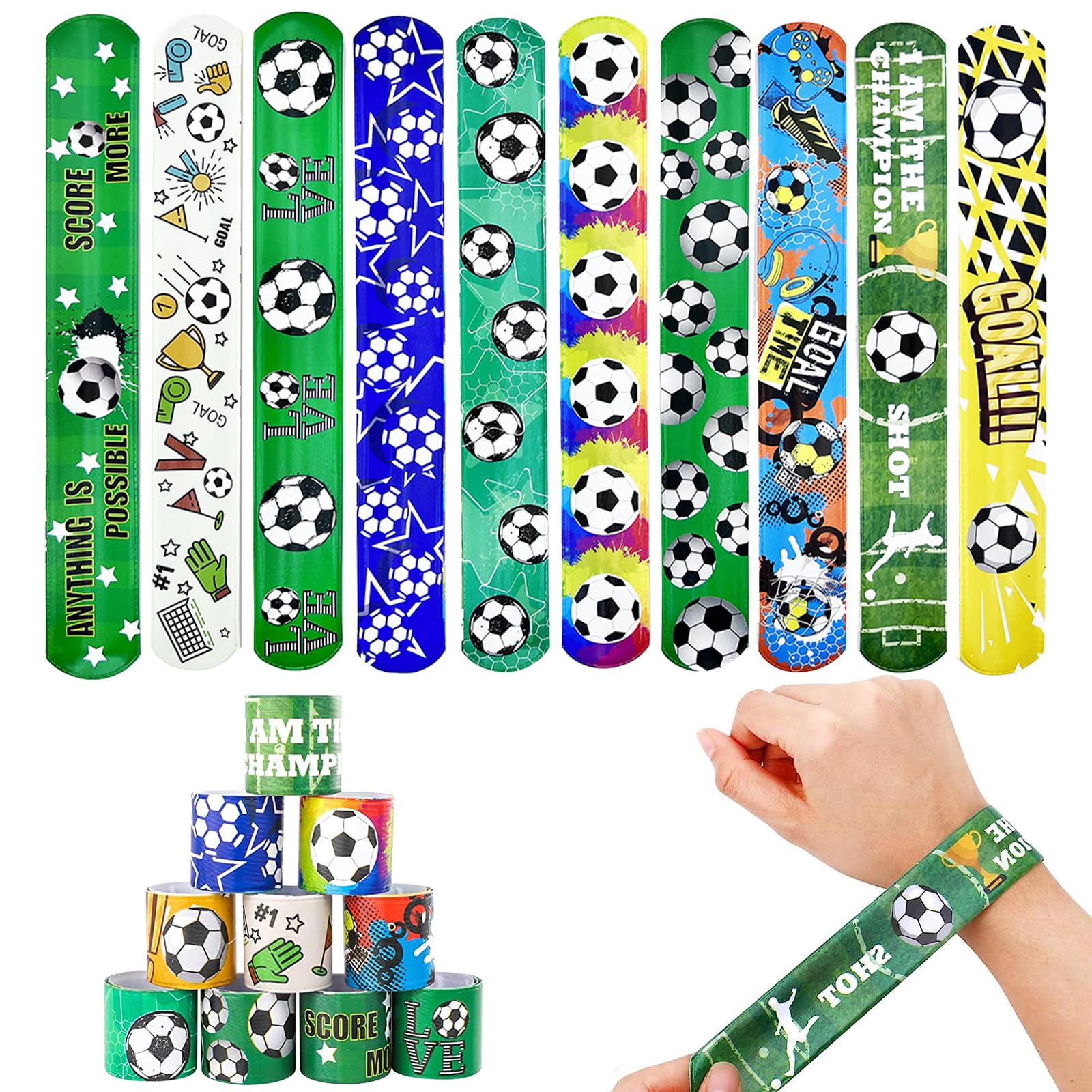 Braccialetti in silicone per calcio Braccialetti in gomma a tema calcio Bracciale da calcio per regali scolastici di compleanno a tema calcio Bomboniere  15