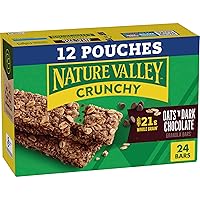 Vista 1 de Nature Valley - Barras de granola crujientes, sabor a avena y chocolate negro, 24 barras, 17.88 oz (12 sobres)