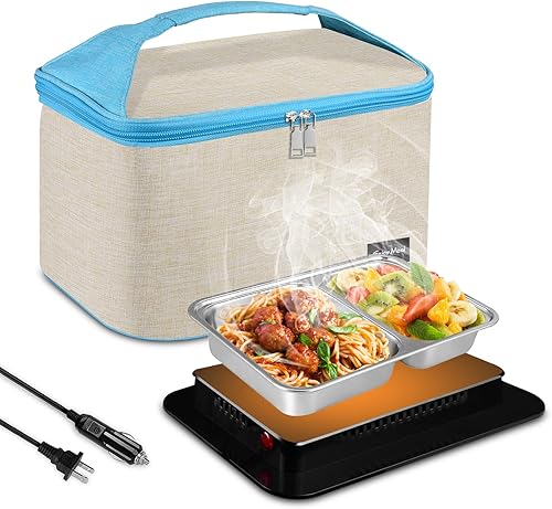 Bolsa de calentamiento de alimentos para automóvilcamión y hogar, horno personal portátil de 12 V, 24 V110 V con bolsa de vajilla, mini lonchera
