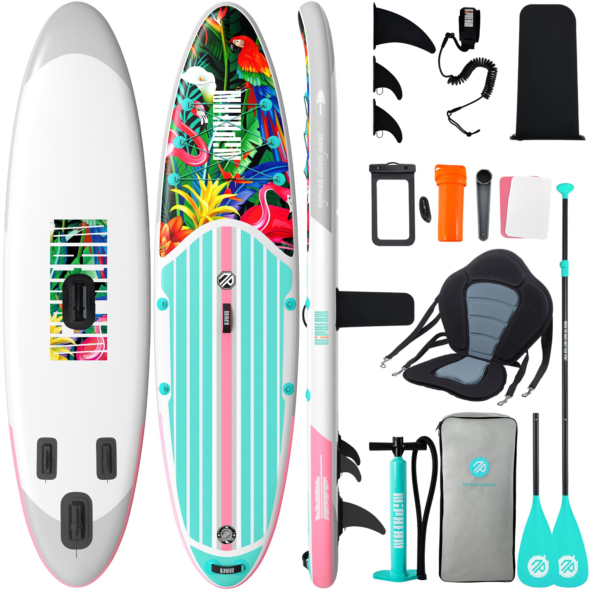 Niphean SUP Gonfiabile Adulti con Tutti gli Accessori, 320cm Stand up Paddle Gonfiabile per Tutti i Livelli, Paddle Board con Capacità di 200kg per 2 Persone, Tavola da SUP Gonfiabile con Sedia