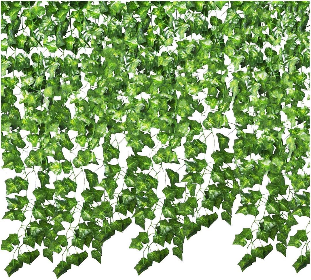 SMALUCK 24 Pack 168 Ft Artificial Ivy Garland Fake Ivy Vine Hanging Plant for Wedding Garland Fake Foliage Flowers Home Kitchen Garden Office Wedding Wall Decor (24 Pack)