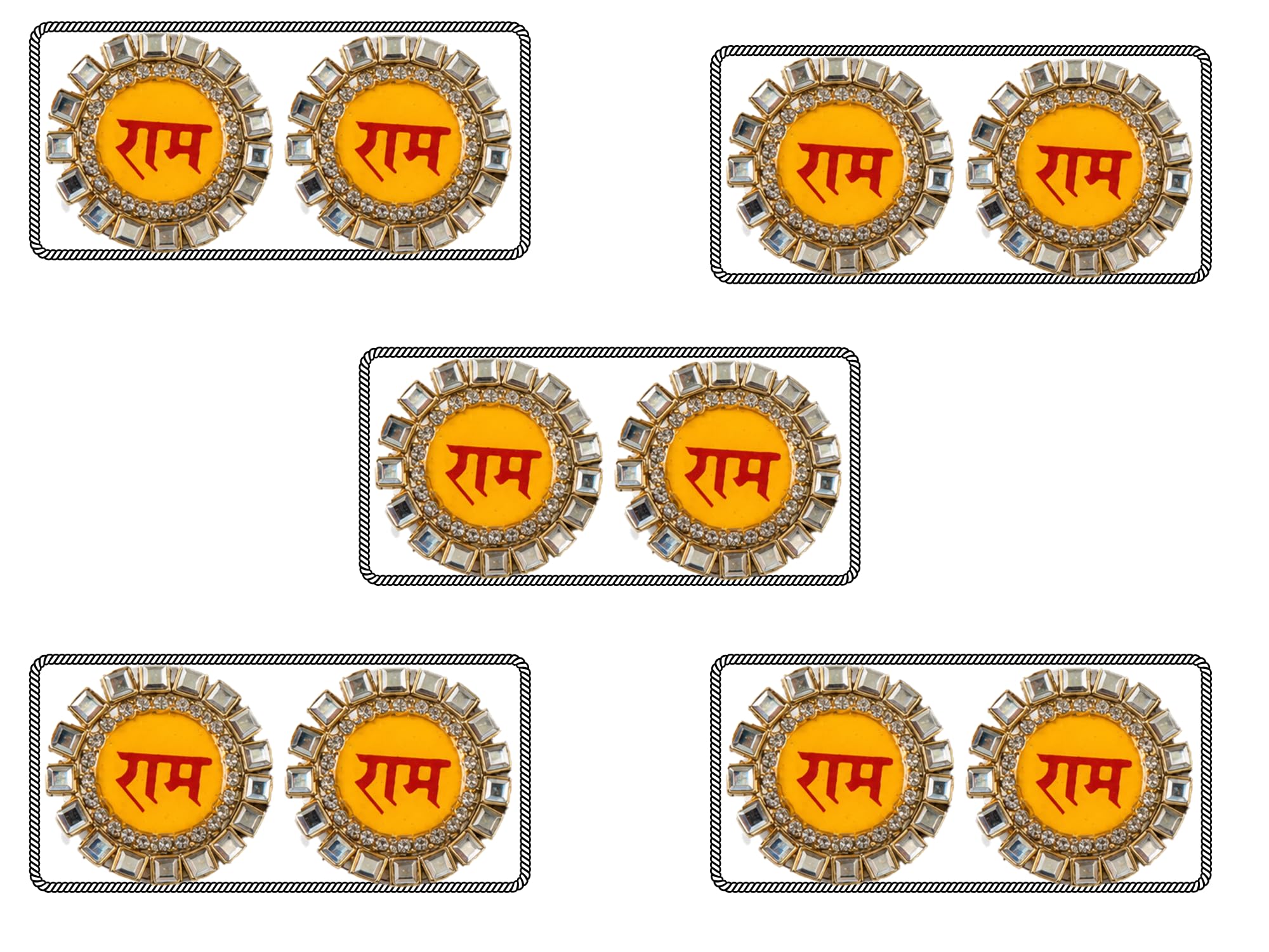 Golden Twilight MDF 5 Pair Ram naam Soon/sohn wall Sticker Door Decor Stickers Traditional Ethnic Wall Hanging for Rakhi Side Door Stickers-image-9
