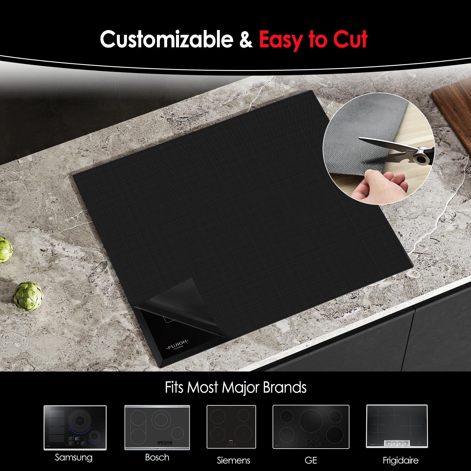 KitchenRaku Neu Upgegradet Induktionsmatte 61x53cm,Herdabdeckplatte, Herdplatten Abdeckungen,Kochfeld Abdeckung | Herdabdeckung Induktionsfeld | 300°C (572°F) hitzebeständi | Power Boost kompatibel