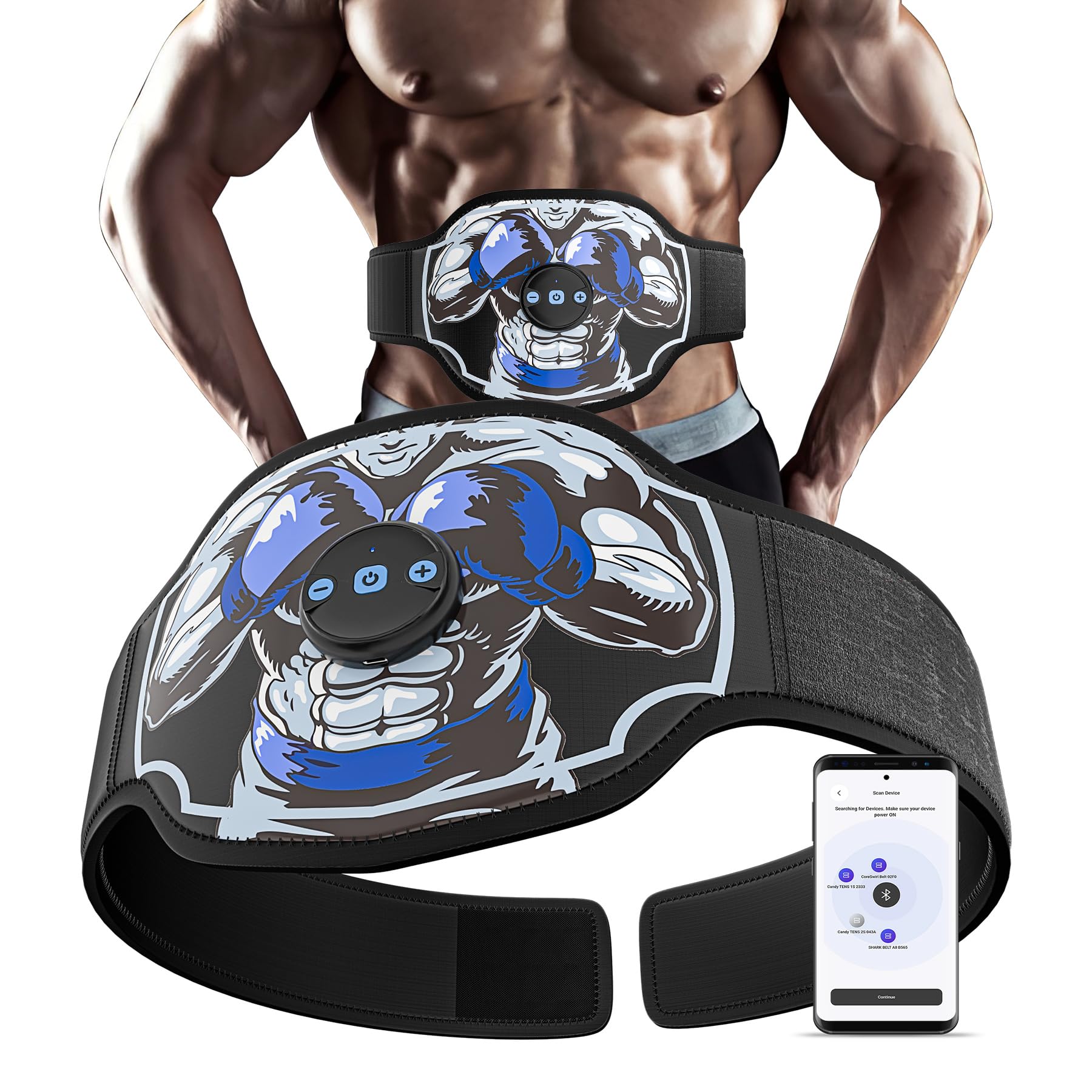 Photo 1 of ?MASTOGO EMS AB Belt Muscle Stimulator,3 in 1 Wireless Tens Unit Stim Machine for Muscle Recovery,Electric ABS Home Gym Workout Belt for Abdomen