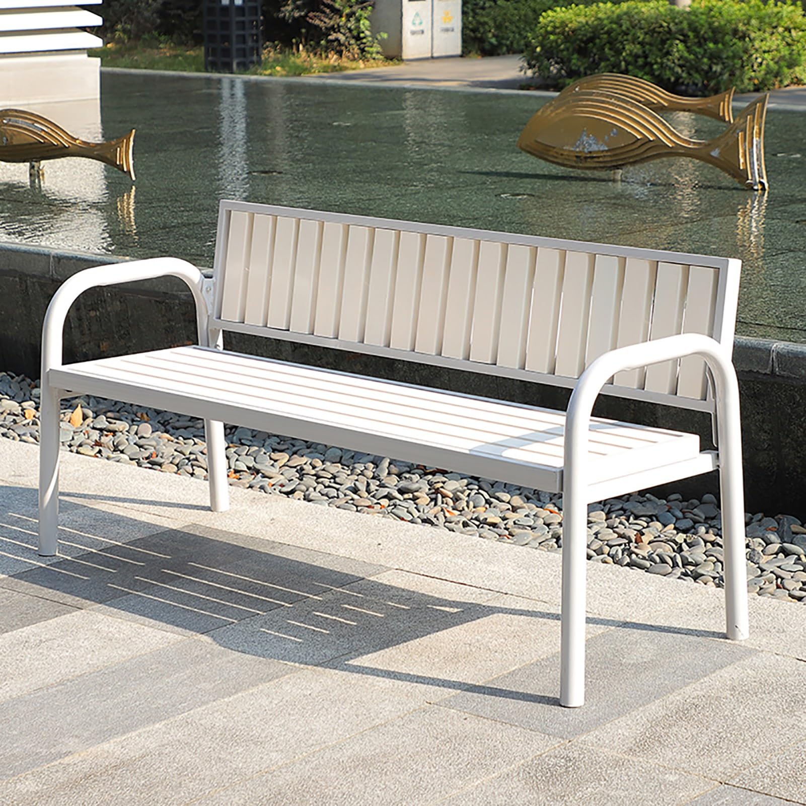 Banc de jardin avec dossier durable qui ne rouille pas pour votre cour extérieure