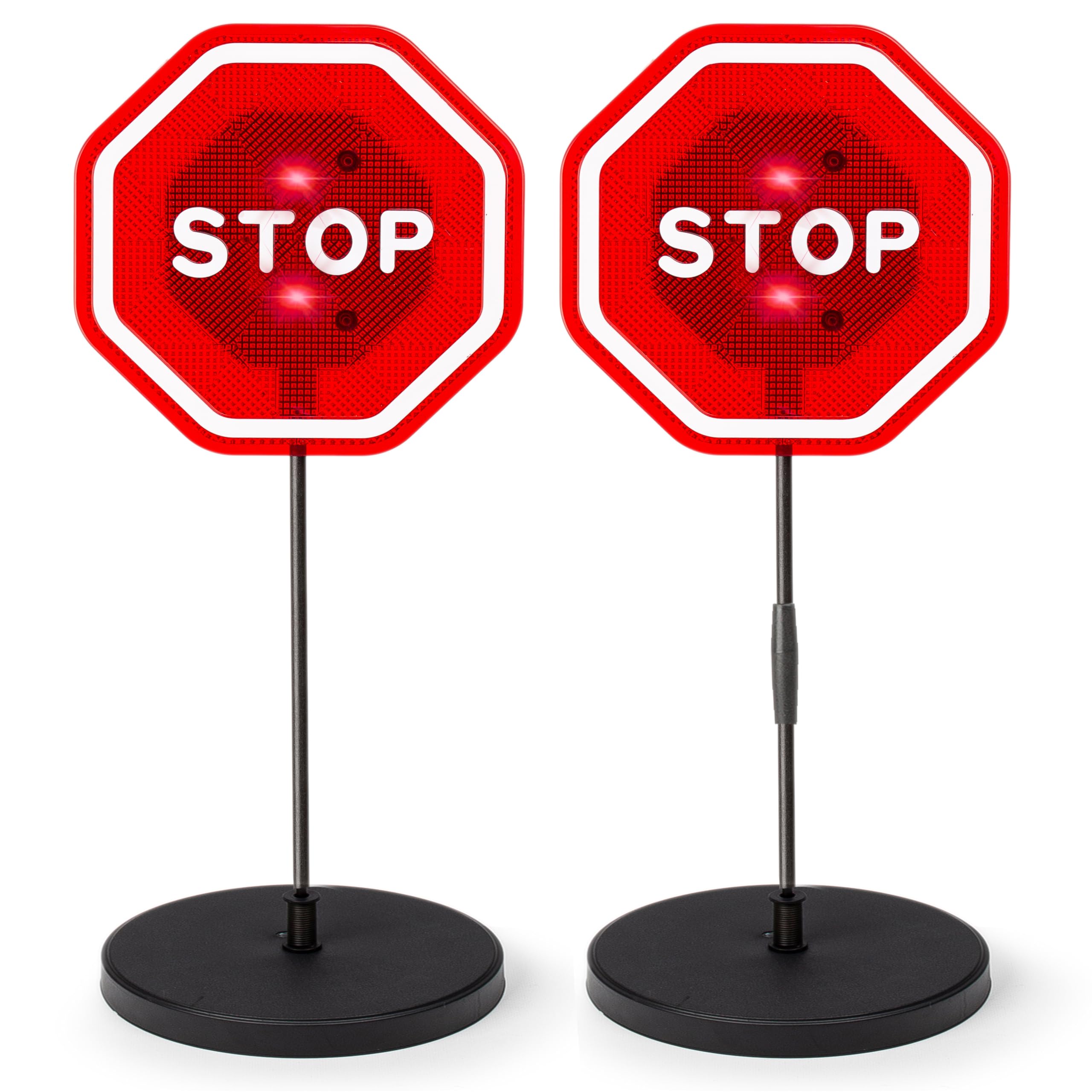 VaygWayLED Flashing Stop Sign Parking Assistant for Garage– 7” Large Bright Red Sign, Adjustable Height- Garage Warning Car Stop Indicator Sensors for Vehicles- Bumper Guard for Driveaway- 2Pk