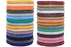 Set of 12 Random Handmade Glass Bead Charm Bracelets for Women