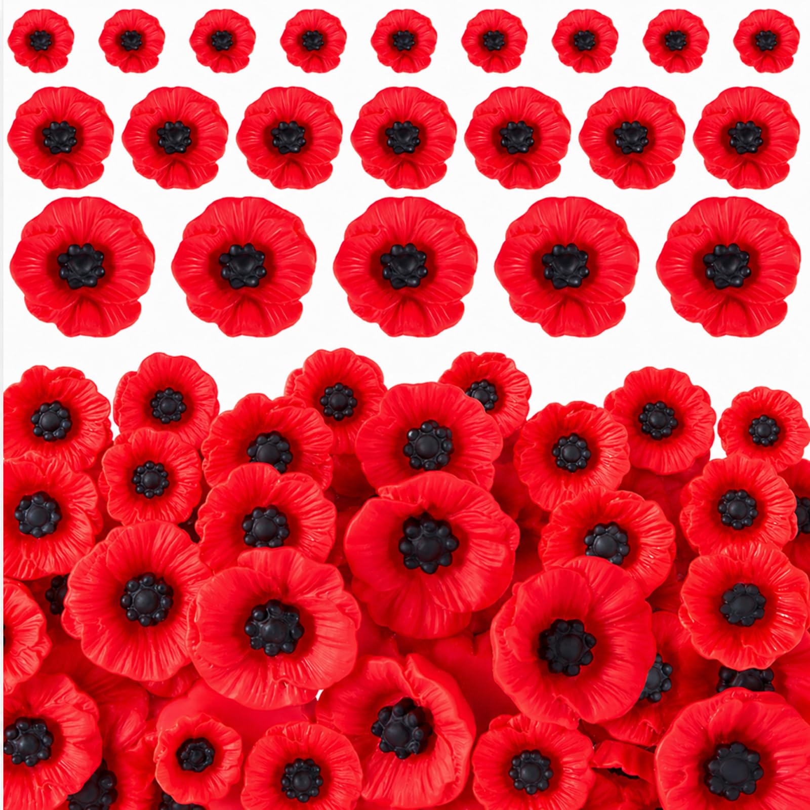 54 Pcs Artificial Poppy Flower Heads, artificial resin poppies for Crafts,