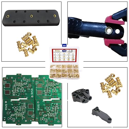 Miniatura 5 de Kit surtido de tuercas de inserción roscadas de latón moleteado, 435 piezas, M2, M3, M4, M5, para impresiones 3D y más proyectos