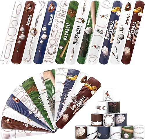 Juego de 72 pulseras de béisbol para fiestas de béisbol, suministros de fiesta de cumpleaños, premios de aula, pulsera deportiva para niños y adultos