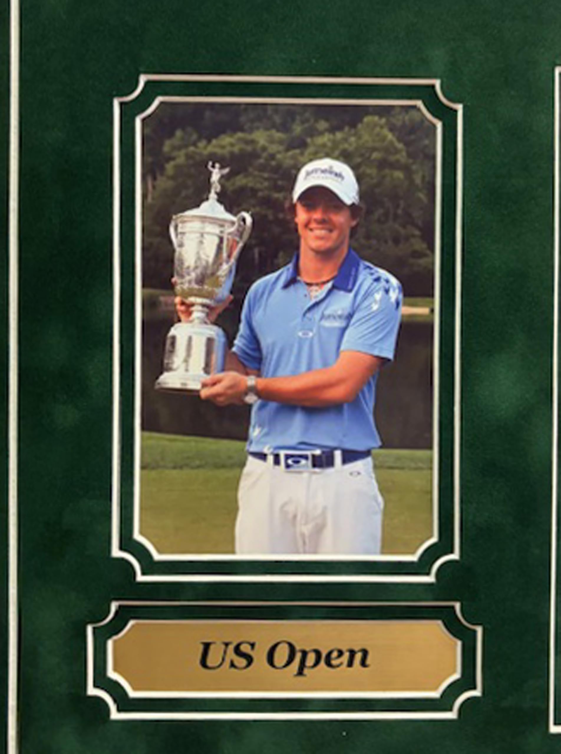 Rory McIlroy Career Grand Slam multi photos professionally framed and double matted with engraved nameplates (Black)