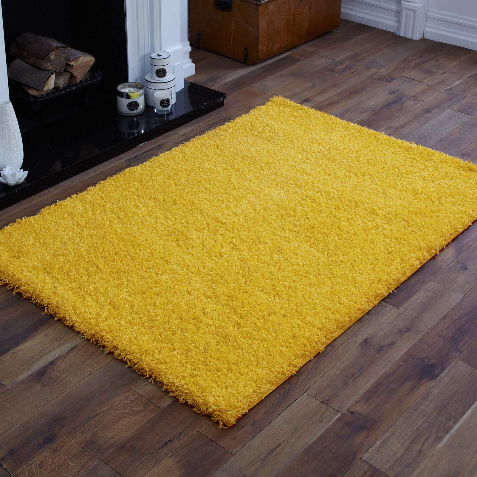 Everest 5cm shaggy Rugs for living room thick pile modern rugs for bedroom, kitchen, hallway, runner, kids' room, small to Large fluffy carpet, Lemon Yellow 160x230cm — image 1