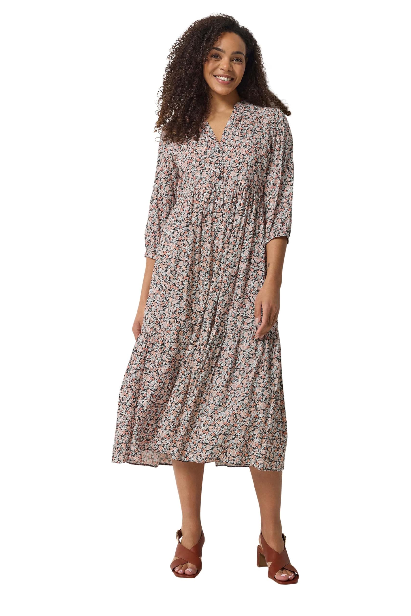 M&Co Women's Floral Tiered Midi Dress | Size: 14