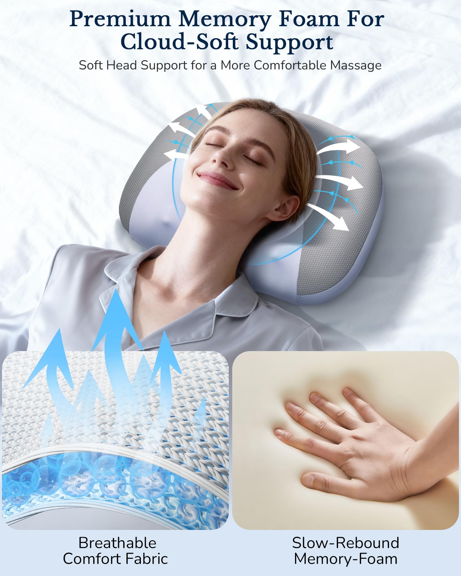 Cuscino massaggiatore collo 3 in 1 con calore, impastare Shiatsu 4D