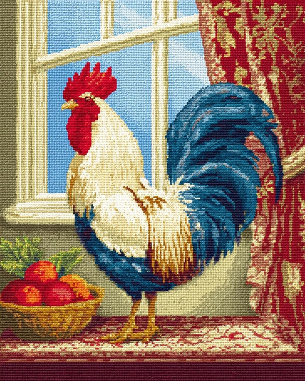 AMBATTERY Latch Hook Tapestry Kit The Rooster by the Window 90x120cm