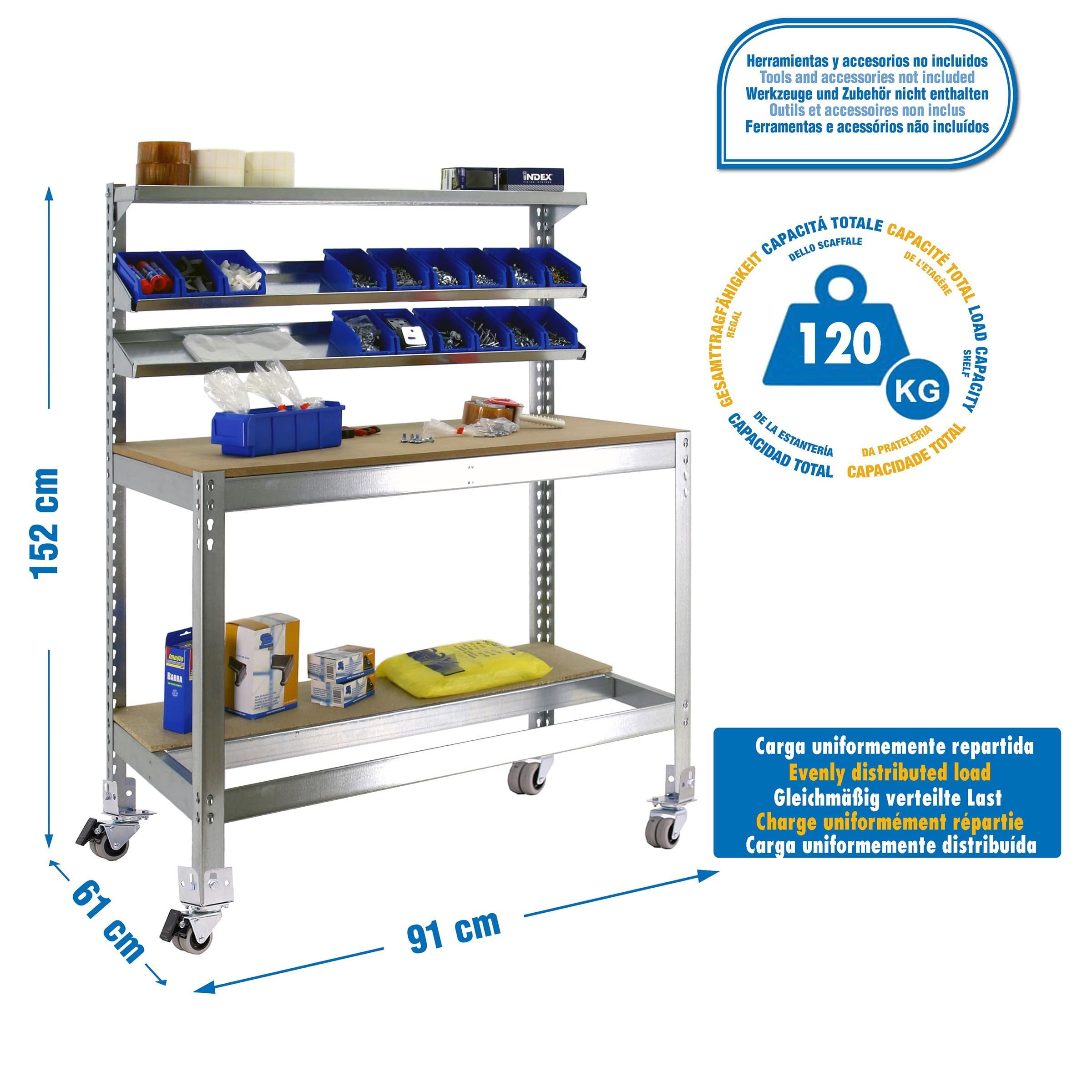 Simon Rack Banco de Trabajo Taller con Ruedas 910x610 mm - BT1