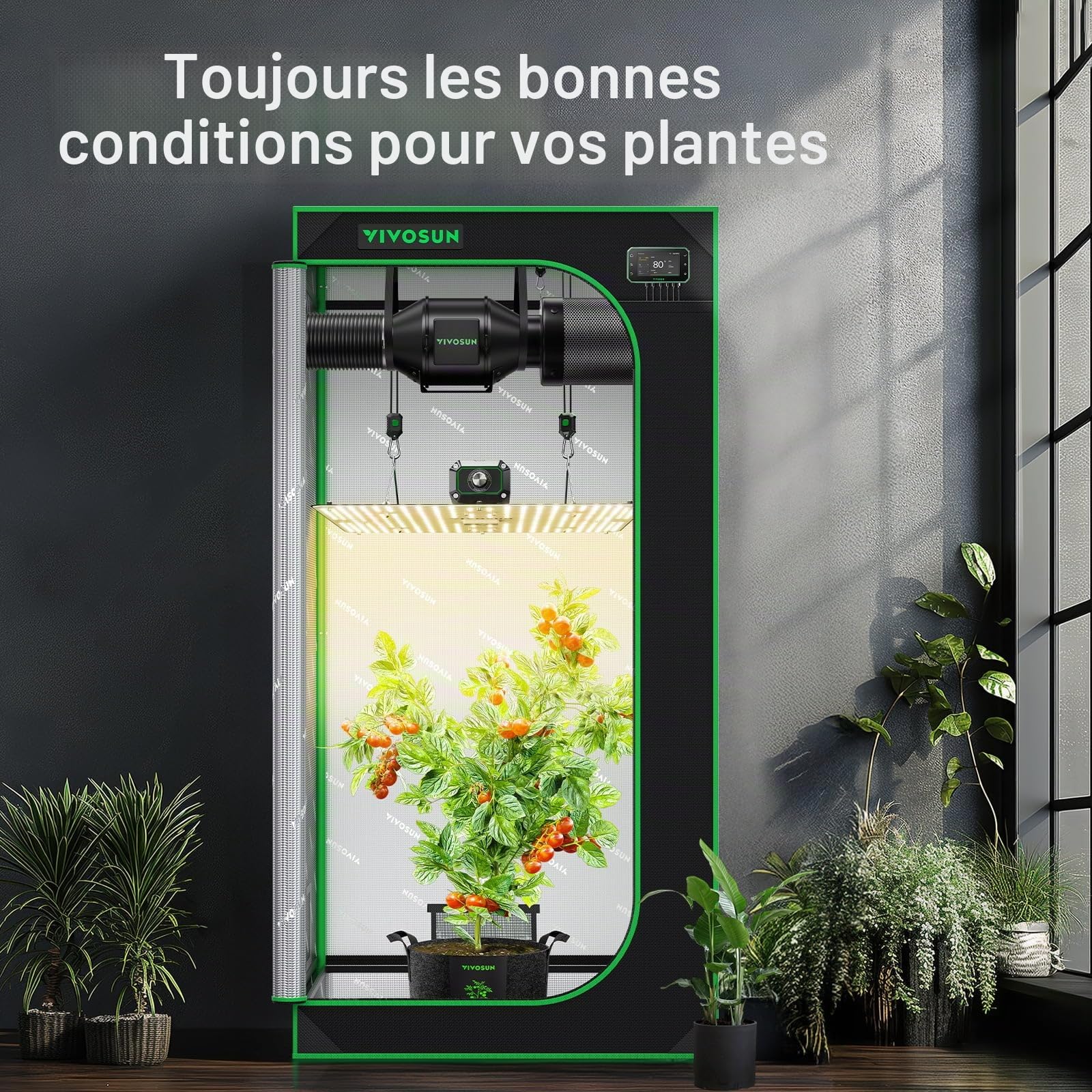 VIVOSUN Kit Tente Culture 80x80x160 cm, LED 150W, GrowHub E42A