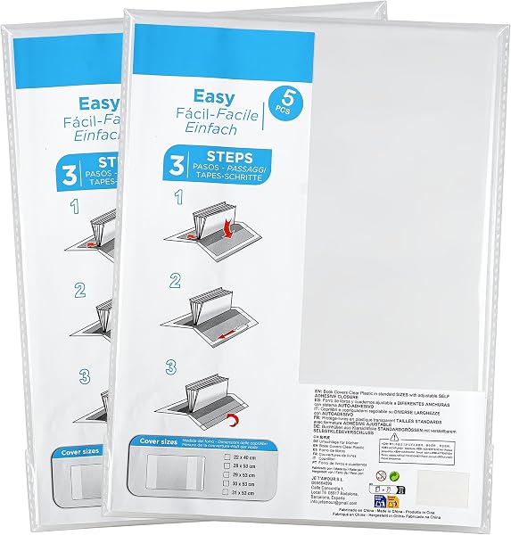 Lot de 10 protections de livres scolaires transparentes réglables en plastique pour cahiers 22 x 40 cm - 1