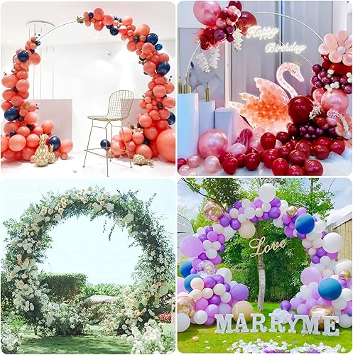 Miniatura 10 de Wokceer Arco de boda redondo de 8 pies, soporte de arco de globos, marco de arco de globos de círculo blanco para boda, ceremonia, fiesta de