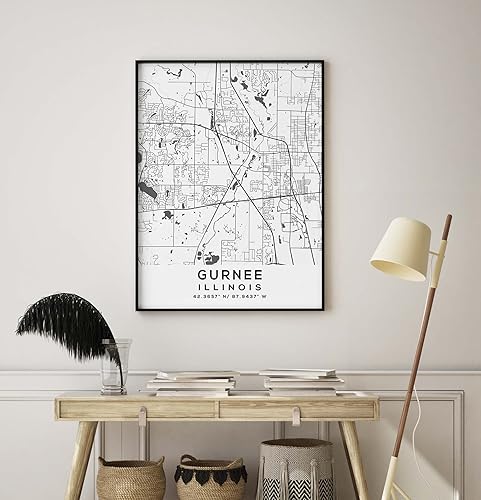 Miniatura 8 de Mapa de Gurnee, Illinois, Light 2 (8x10)