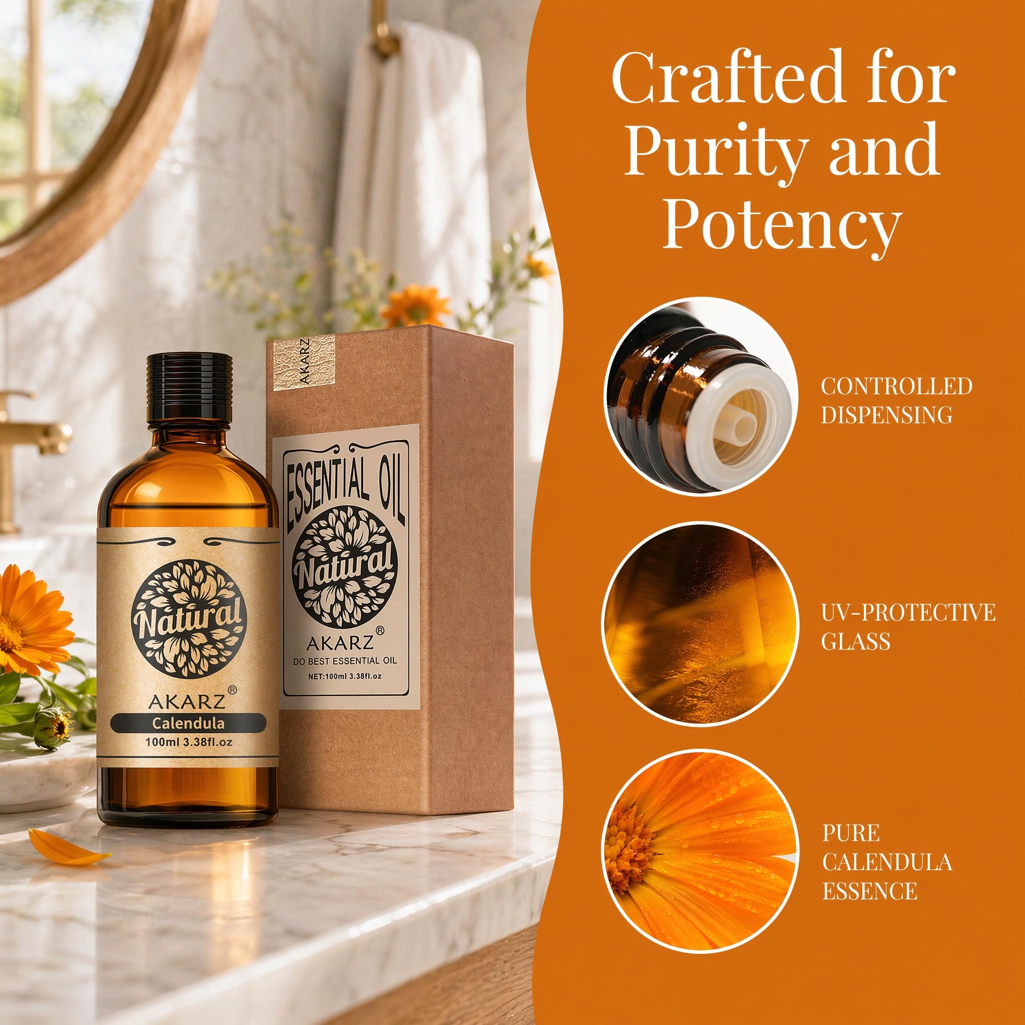 AKARZ 100ml Olejek esencjny z Rumianka Lekarskiego - Naturalny olejek aromatyczny do dyfuzorów, lamp aromatycznych i aromatów pomieszczeń