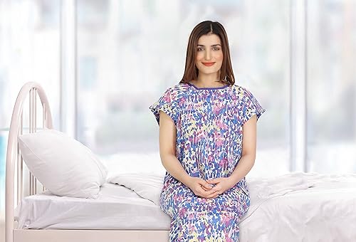 Miniatura 71 de Utopia Care Vestido de hospital, 100% algodón para paciente Azulejo rosa,Chicle azul,Gris Floral,Floral rosa,Azul Polkadots,Gris Polkadots,Polkadots