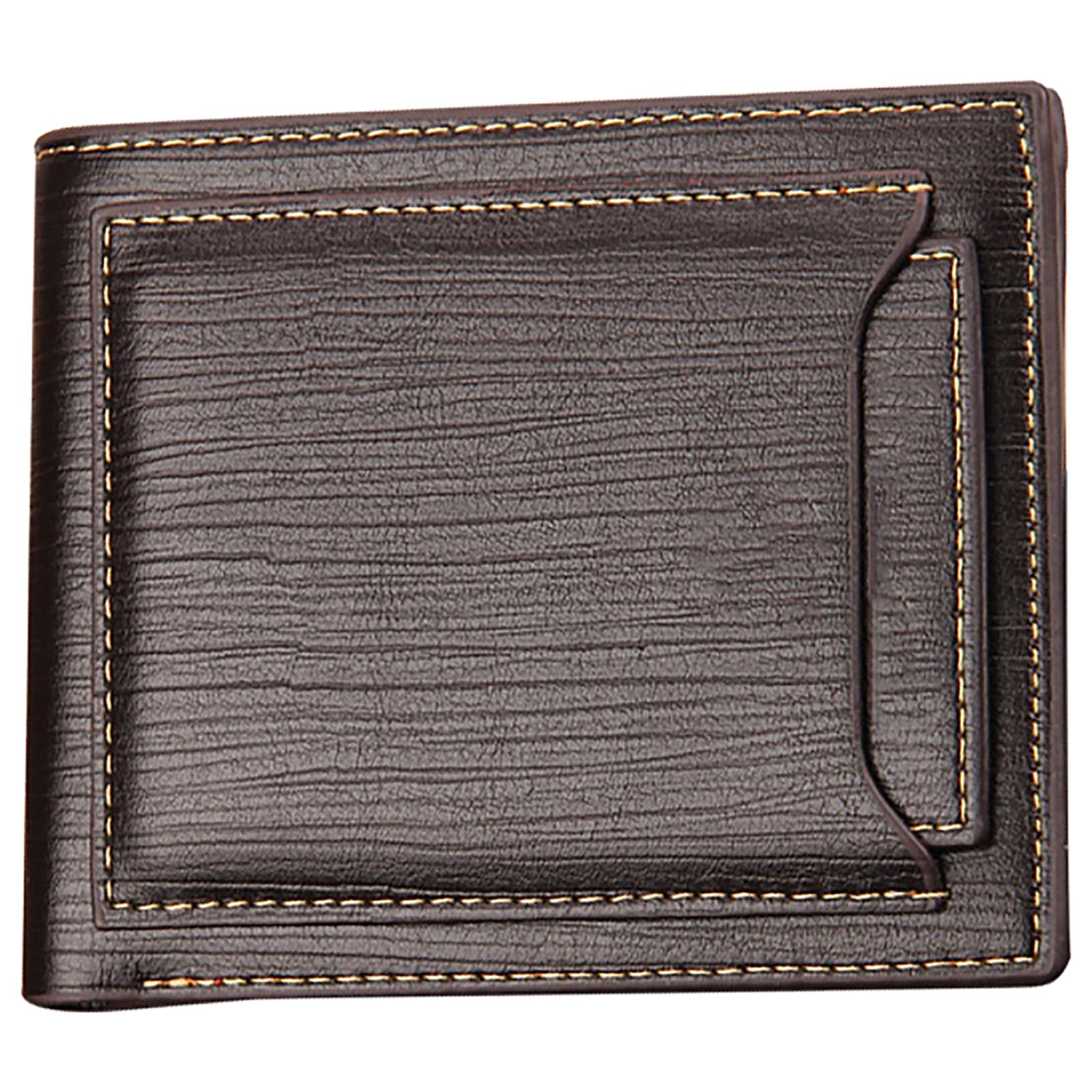 Porta carte di credito con tasca frontale minimalista super sottile, banconote, scomparti, portamonete, finestra for documenti d'identità(Bruin)