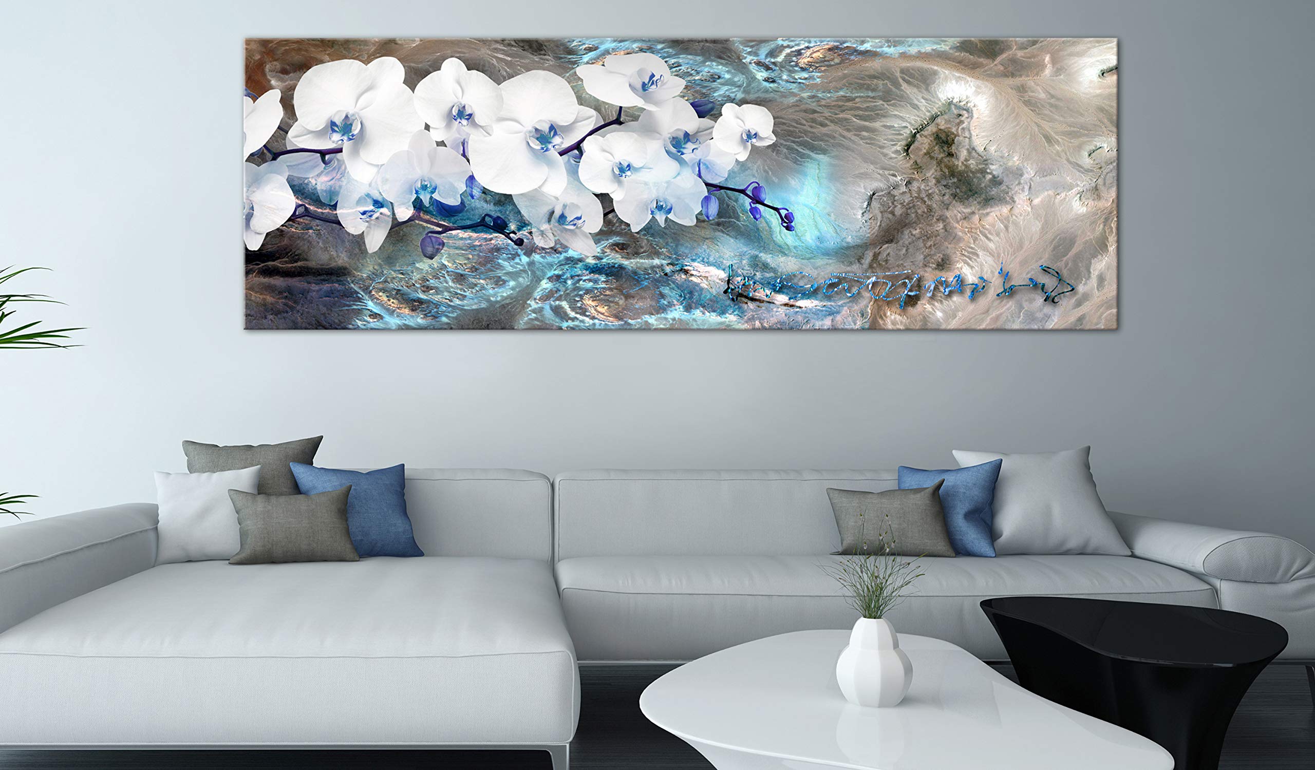 artgeist Acoustic Canvas Wall Art Print Abstract 47x16 in - 1pcs Picture with Acoustic Foam Sound Print Artwork Room Acoustics Soundproofing Orchid Flowers b-A-0734-b-a