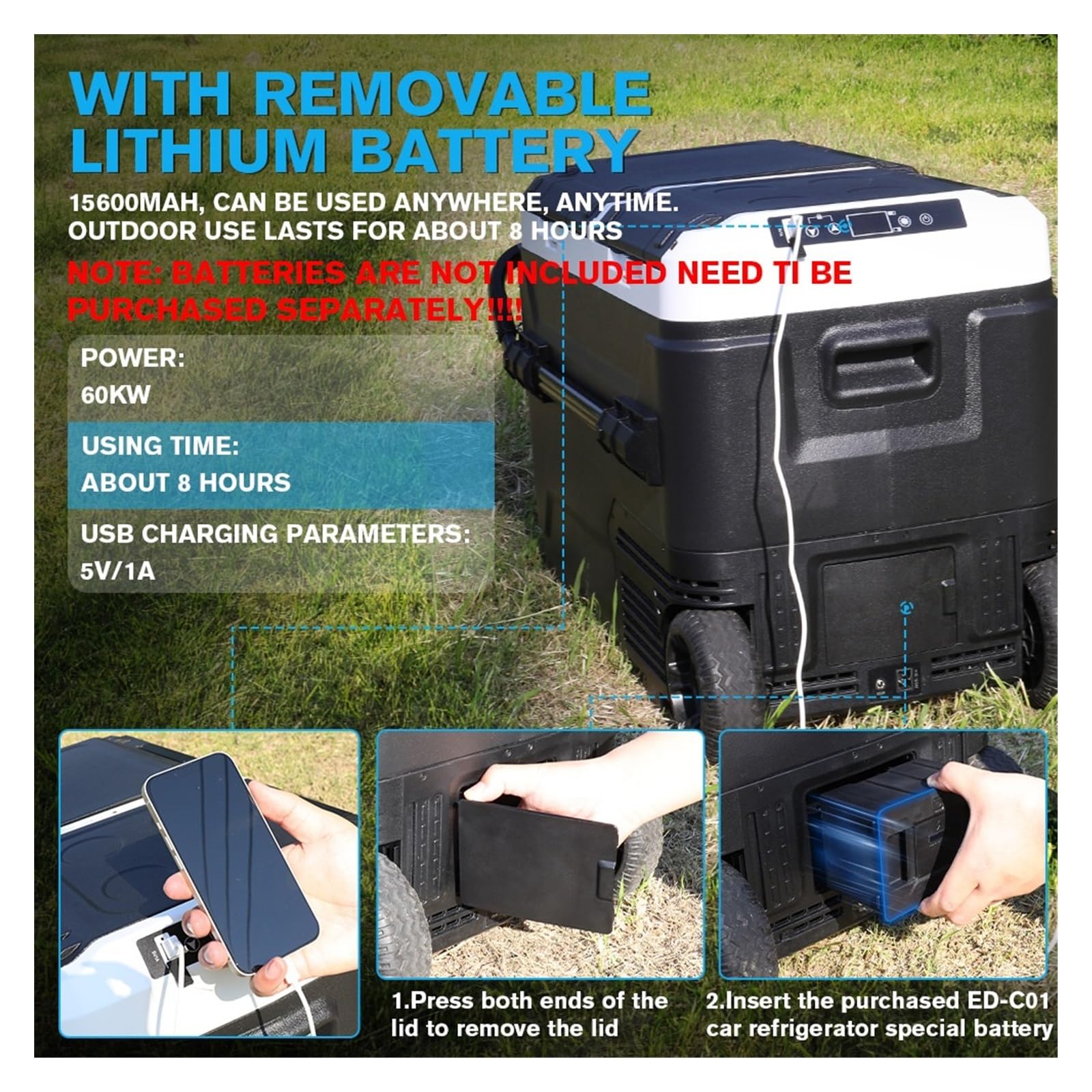 Refrigerador for Auto HL de 12 voltios, 42 l y 50 l, Doble Puerta (-20 °C a 20 °C), Ideal for camionetas, vehículos recreativos, SUV, Camping y Viajes.(50L Car Refrigerator)