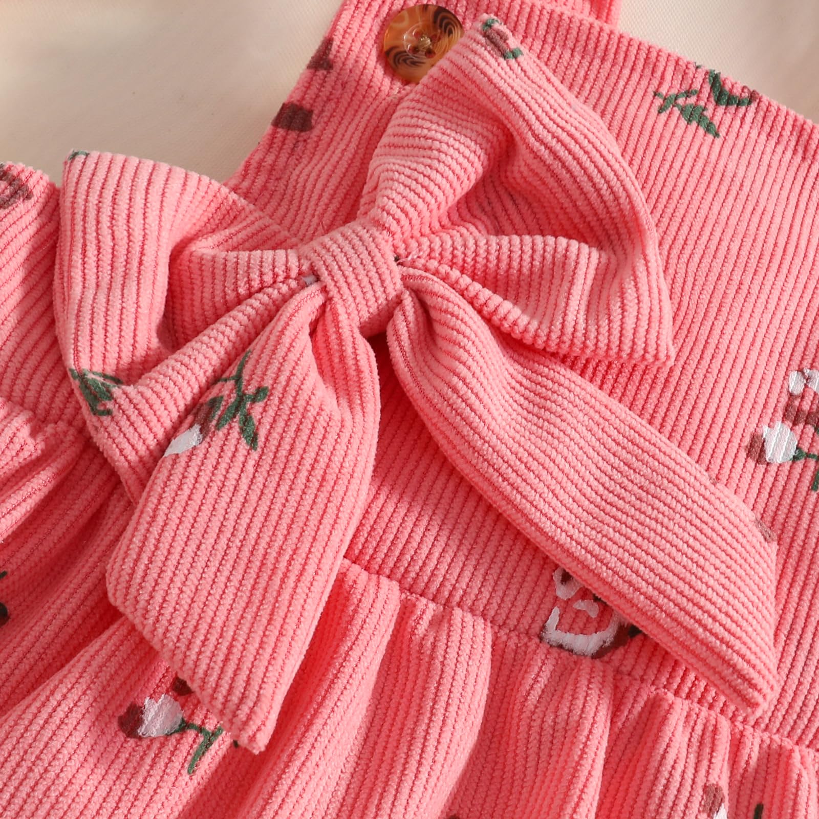 Conjuntos Falda Para Niña Recién Nacida Blusa de Manga Corta y Falda con Tirantes y Lazo Ropa de Verano Para Niña Bebé — view 7