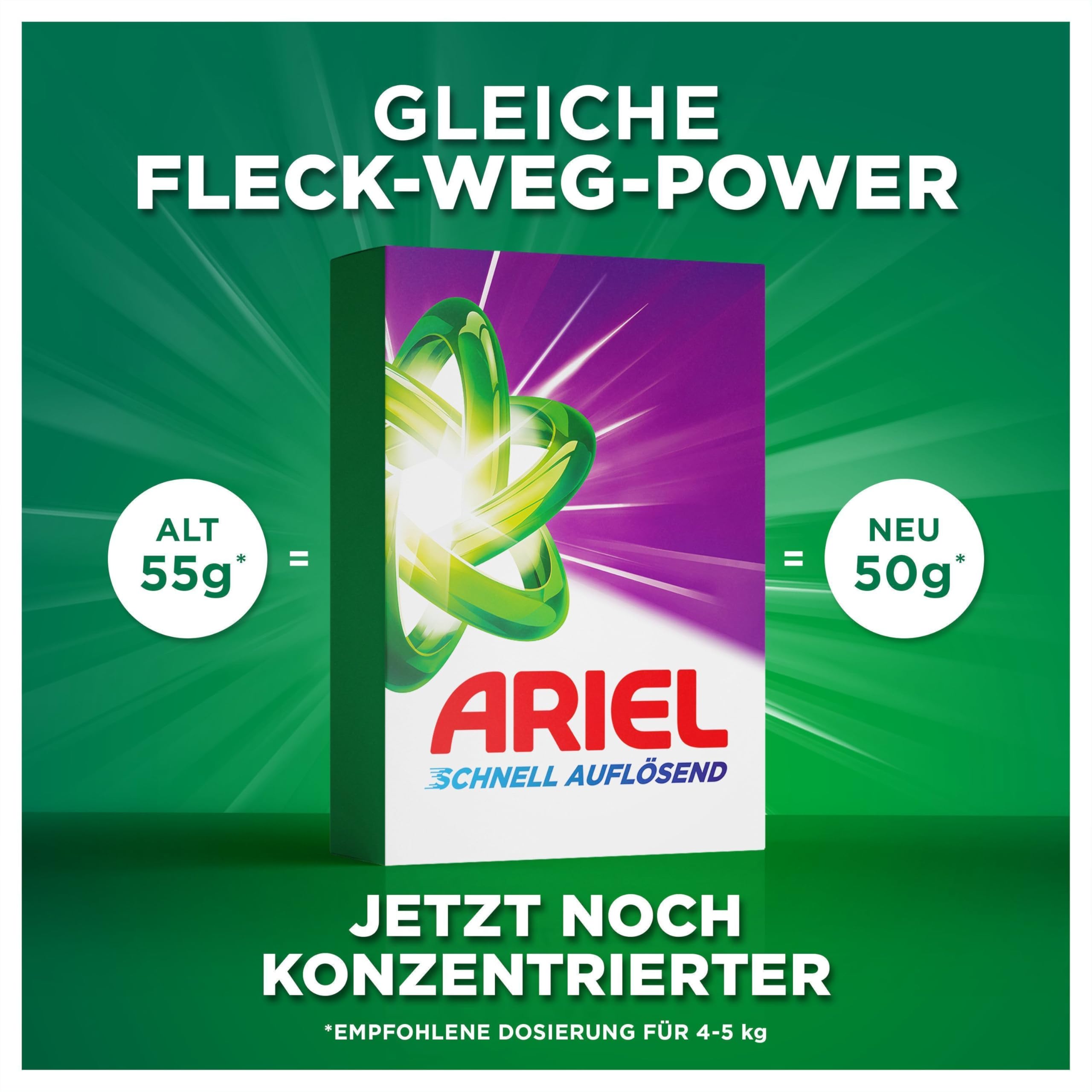 Ariel 's szybko rozpuszczający się proszek do prania Color+, 100, 100 praniach, Color+, plamy-weg Power przy 1. praniu, natychmiastowe działanie, nawet w zimnej wodzie