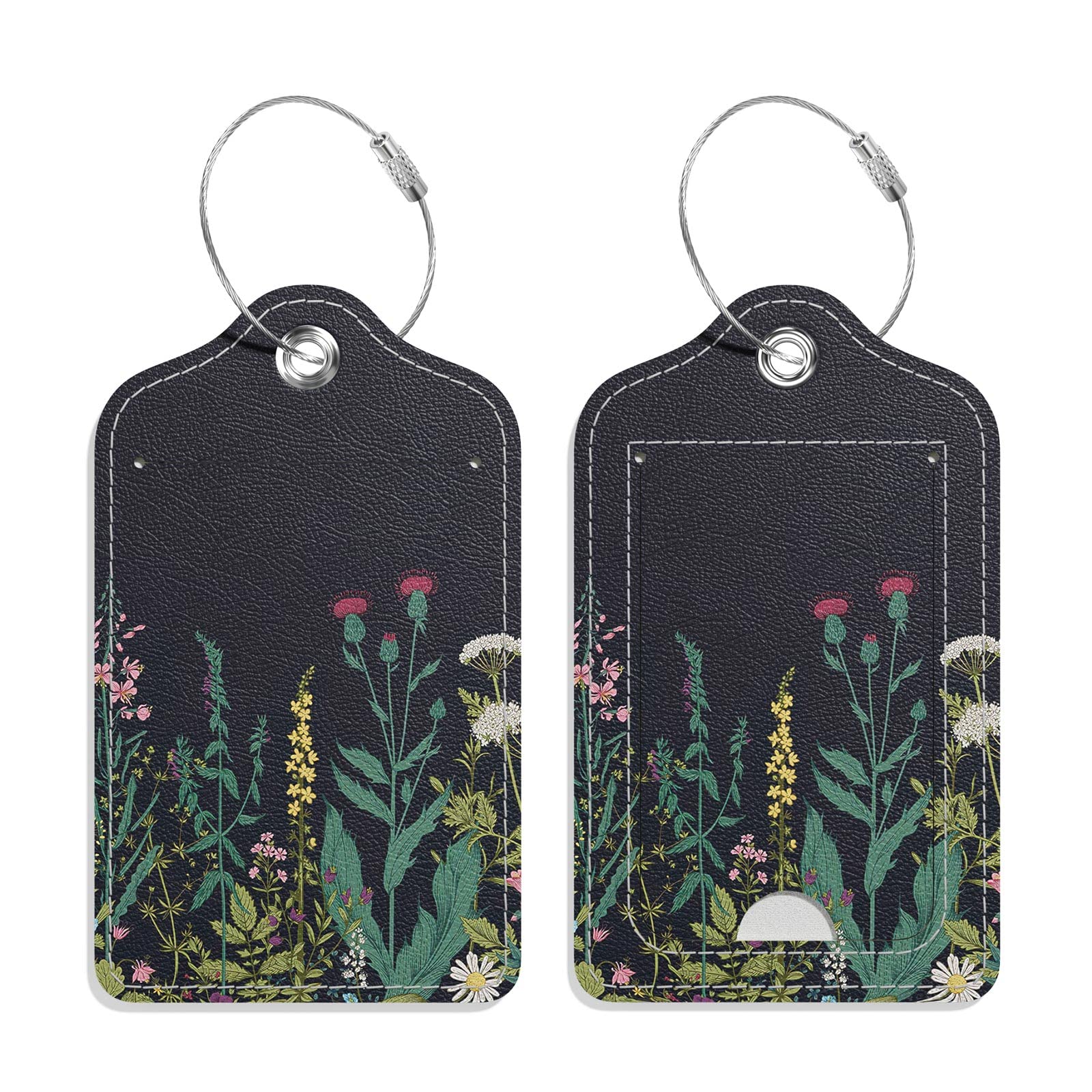 GDJEGE Luggage Tags for Suitcase, 2 Pack PU Leather Travel Cruise Luggage Tag with Privacy Flap, Name ID Label and Metal Loop for Women Men Suitcase