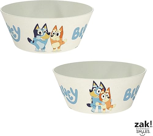Miniatura 9 de Zak Designs Bluey Kids - Juego de vajilla de 3 piezas, plato de bambú de melamina duradero y sostenible, ideal para cenar con la familia (azul,