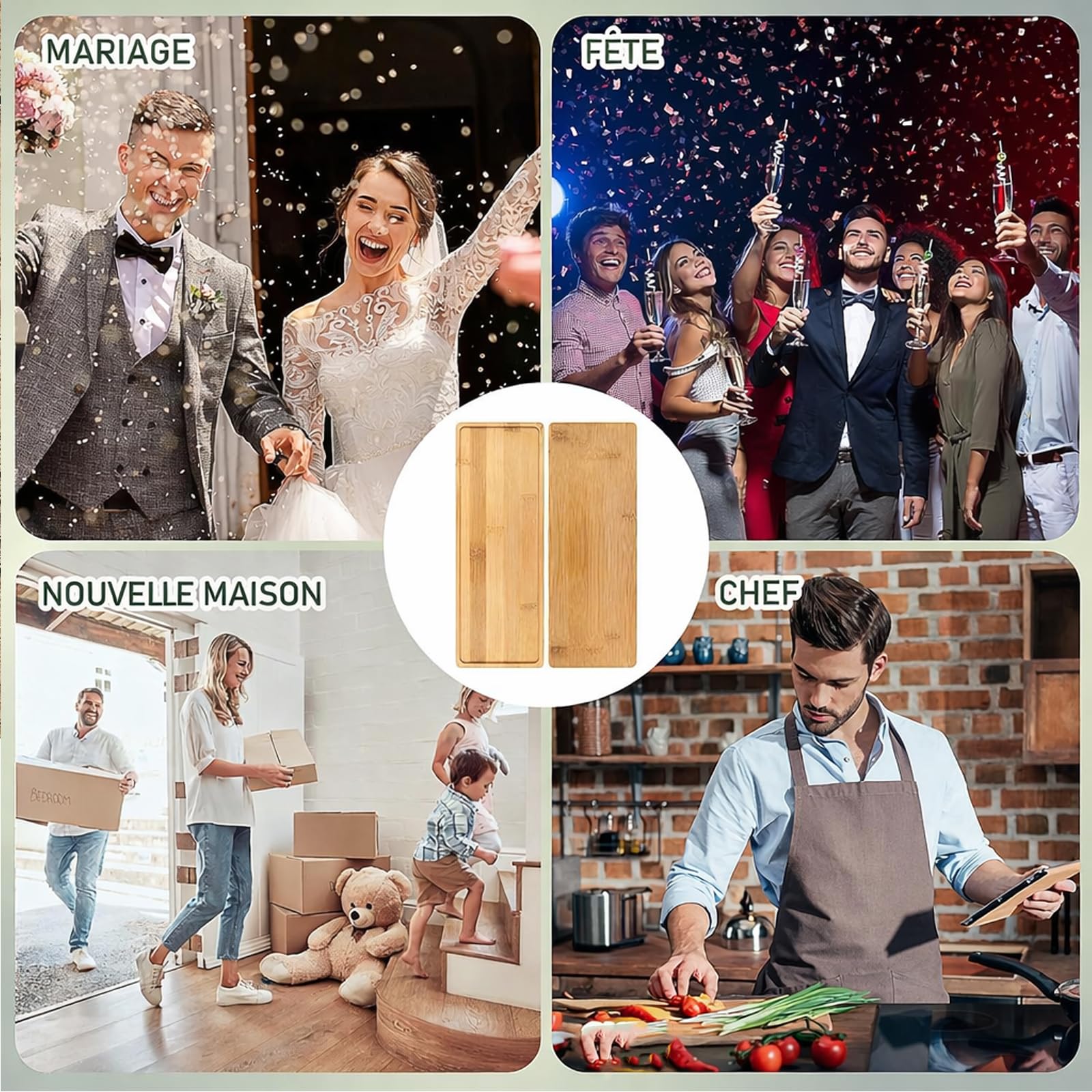 Lot de 10 Plateaux de Service Rectangulaires en Bambou 28 x 10 cm, Petits Plateaux en Bois pour Charcuterie, Fromage, Apéritif et Présentation Tapas