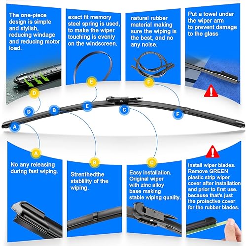 Miniatura 3 de RAINTOK Juego de limpiaparabrisas de repuesto para Buick Enclave 2012, 2013, 2014, 2015, 2016, 2017, calidad original de fábrica, para mi automóvil,
