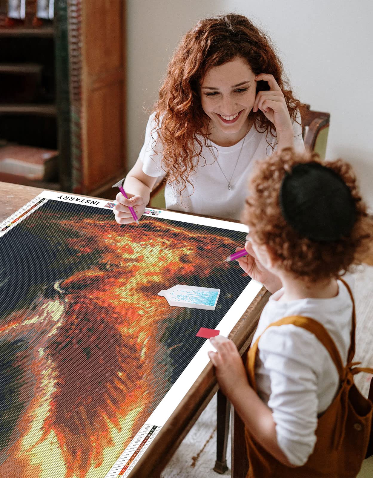 Instarry 5D Diamond Painting Full Groß Flamme und Phönix Wall Decor 90x60 cm