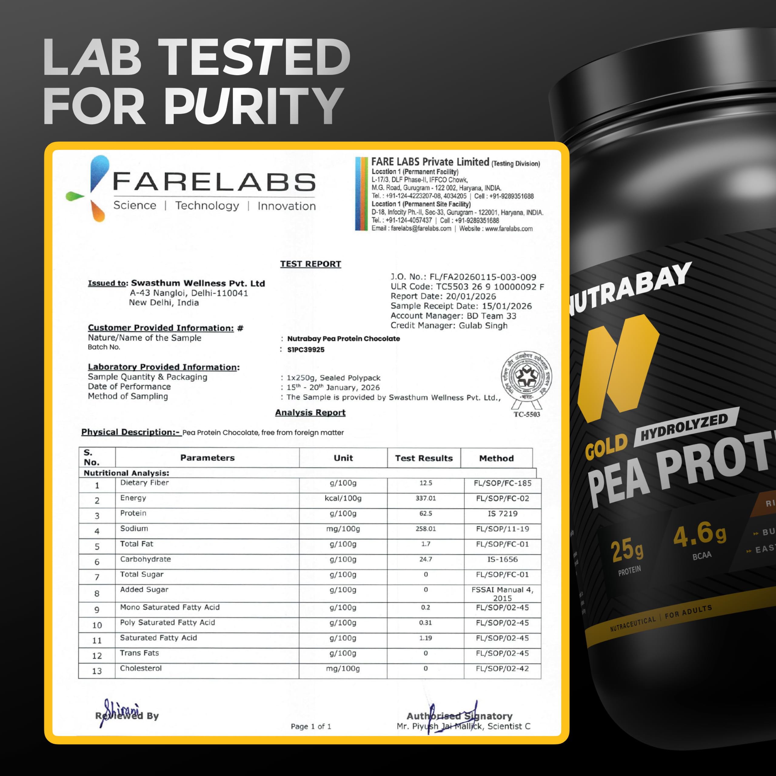 NUTRABAY Gold Pea Protein Powder - 1kg, Rich Chocolate Crème | 25g Protein, 4.6g BCAA, 5g Fiber | Complete Amino Profile | Tastiest & Smoothest Vegan, Plant Protein | Muscle Gain & Fast Recovery 3