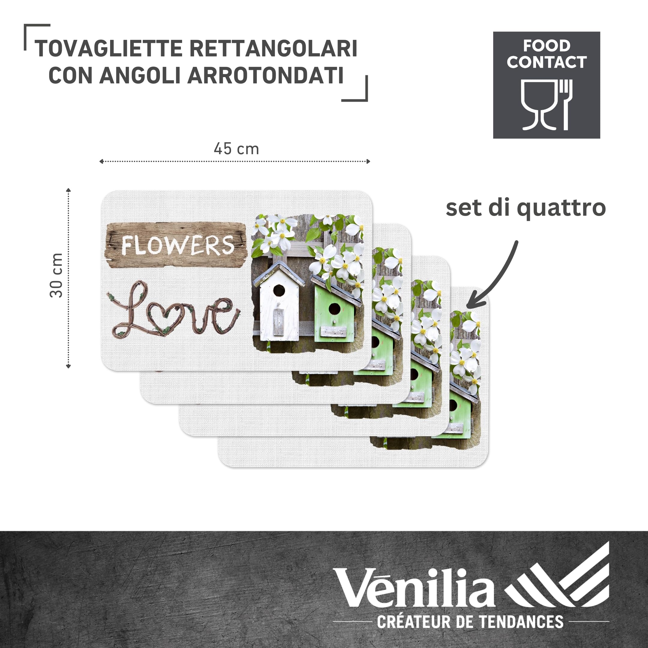 Vénilia Tovagliette Da Tavola Garden Per Sala Da Pranzo, A