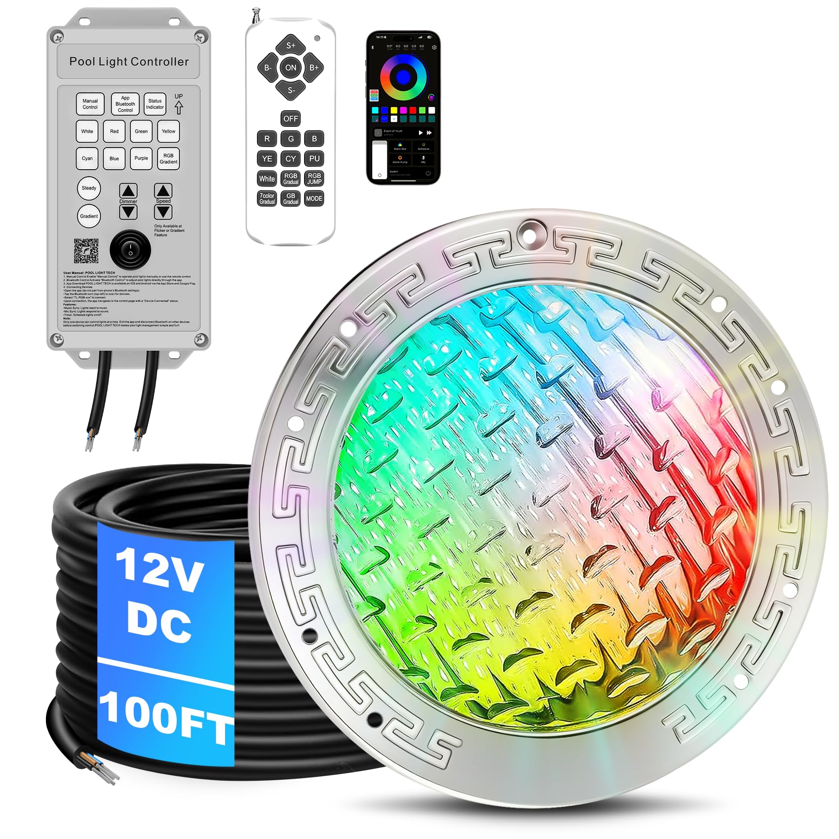 Photo 1 of CAtArt 10 Inch LED Pool Lights for Inground Pool, 12V DC Color Changing