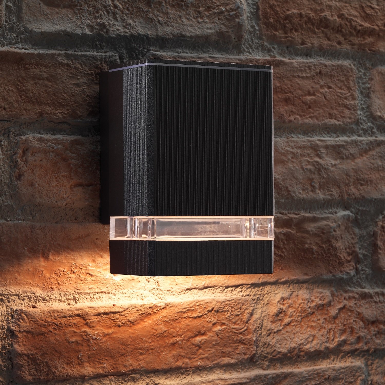 Auraglow Warm White Modern Indoor/Outdoor Up Or Down Garden Wall Light - Black - Led Bulbs Included